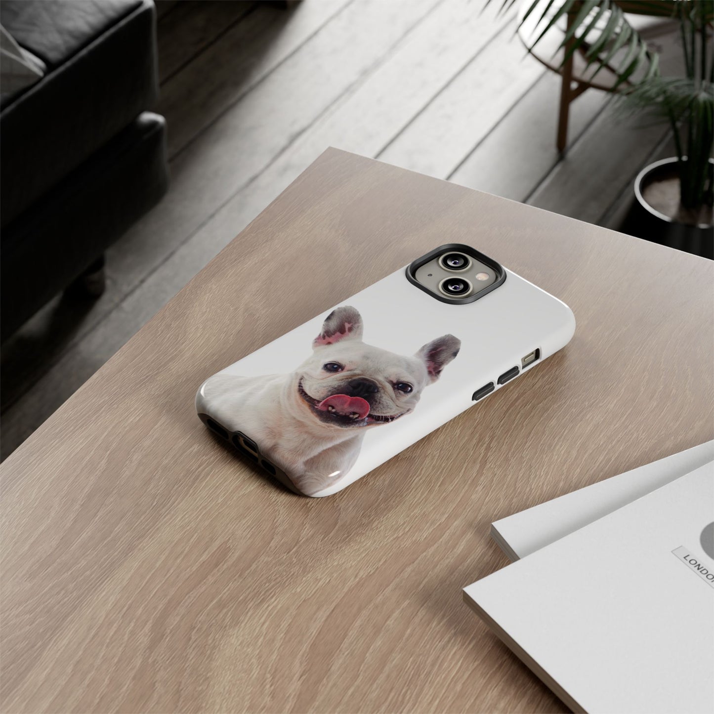 Adorable French Bulldog Protective Phone Case – Dual Layer, Wireless Charging Support | iPhone, Samsung, Google