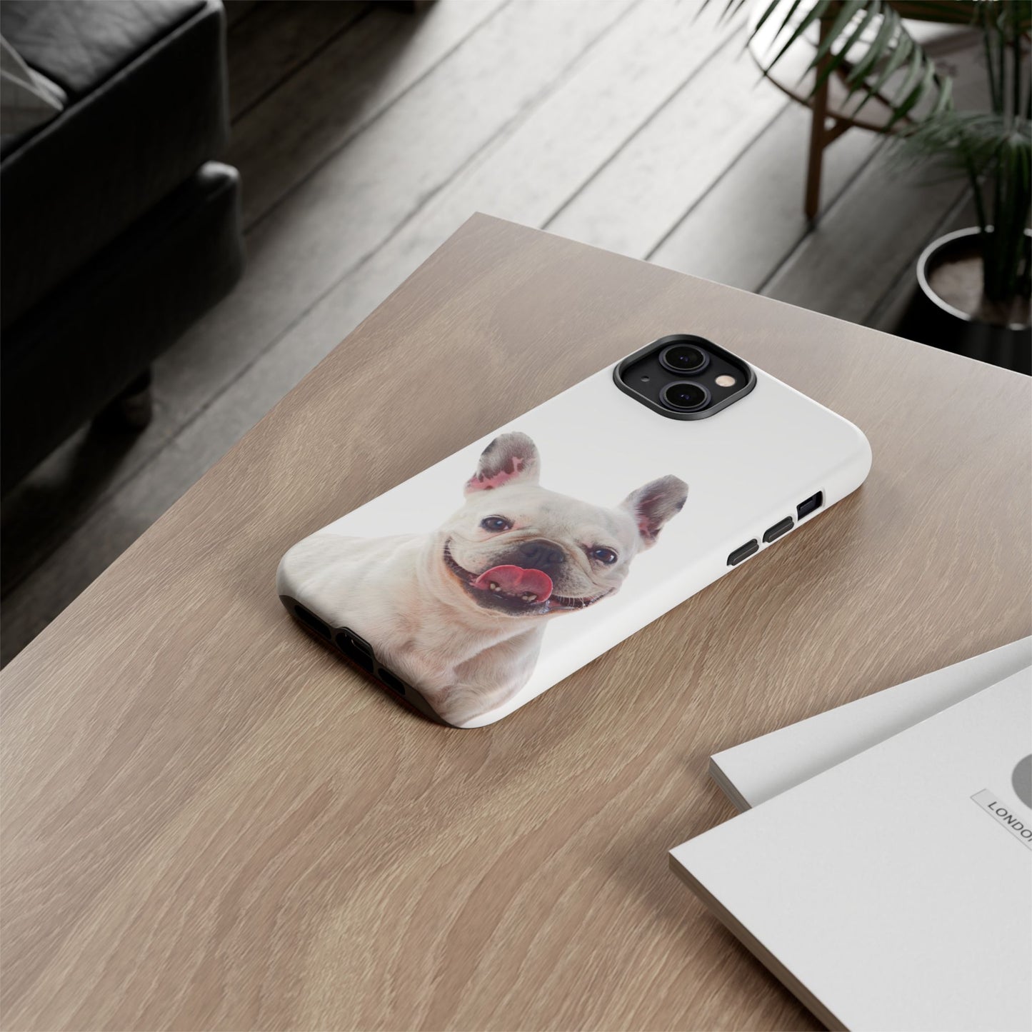 Adorable French Bulldog Protective Phone Case – Dual Layer, Wireless Charging Support | iPhone, Samsung, Google