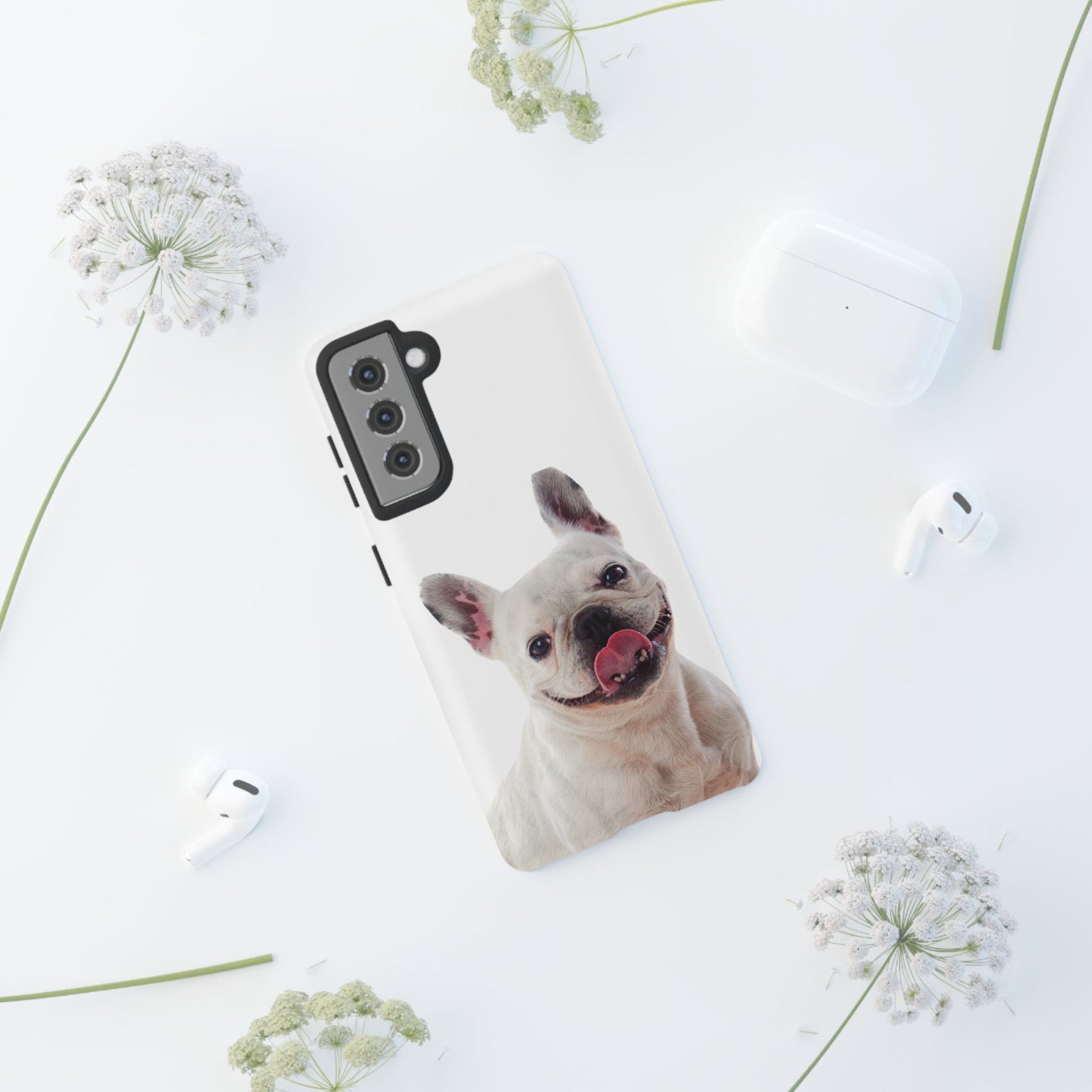 Adorable French Bulldog Protective Phone Case – Dual Layer, Wireless Charging Support | iPhone, Samsung, Google