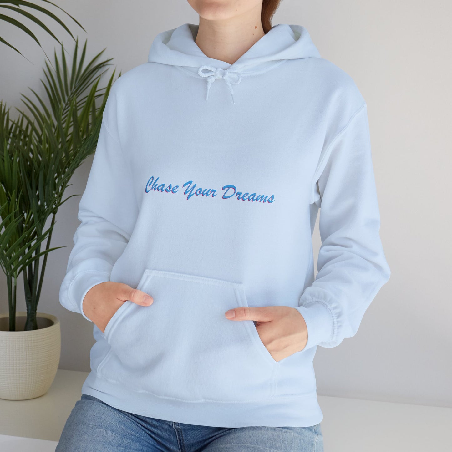 Cocker Spaniel 'Chase Your Dreams' Unisex Light Blue Heavy Blend™ Hooded Sweatshirt – Cozy & Motivational