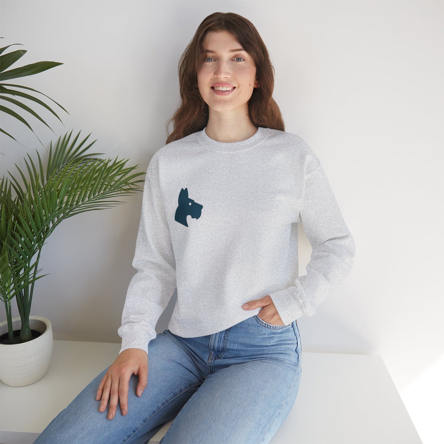 Minimalist Dog Silhouette Crewneck Sweatshirt - Cozy Blend, Ethically Made | Unisex Pet Lover Fashion