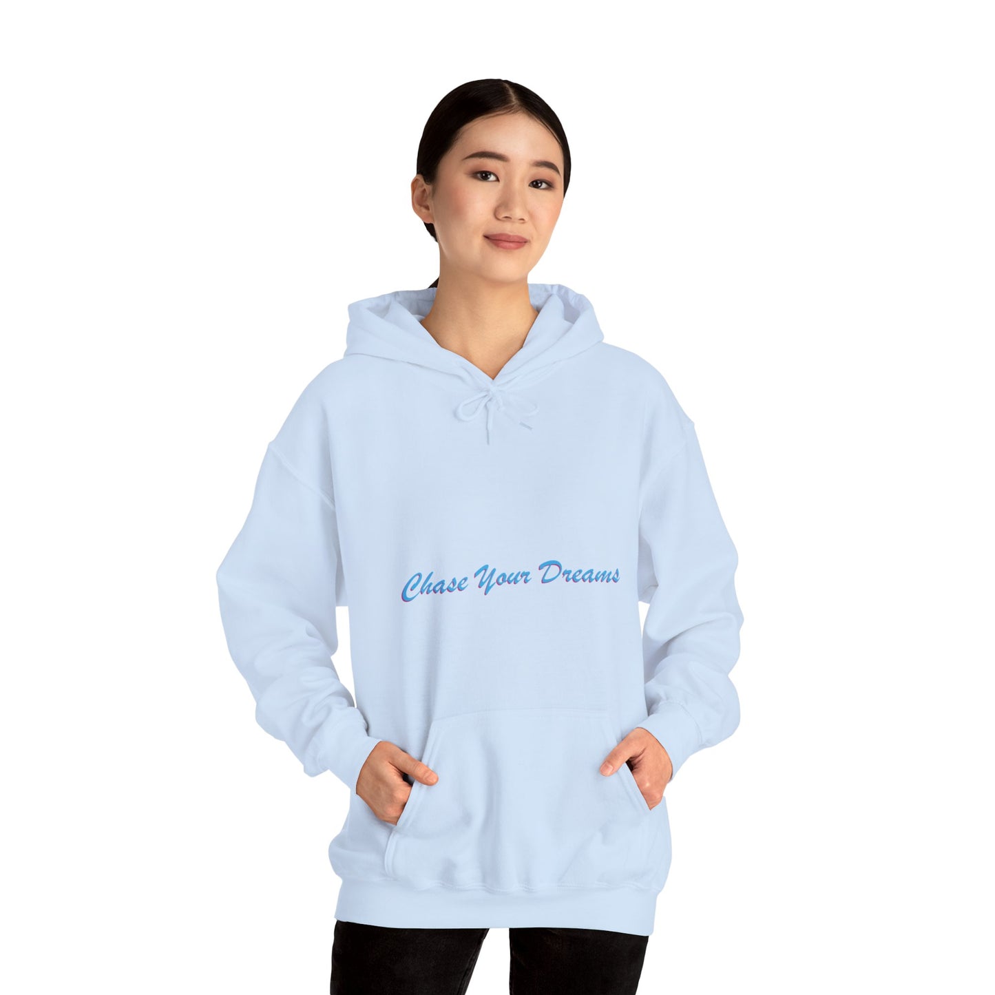 Cocker Spaniel 'Chase Your Dreams' Unisex Light Blue Heavy Blend™ Hooded Sweatshirt – Cozy & Motivational