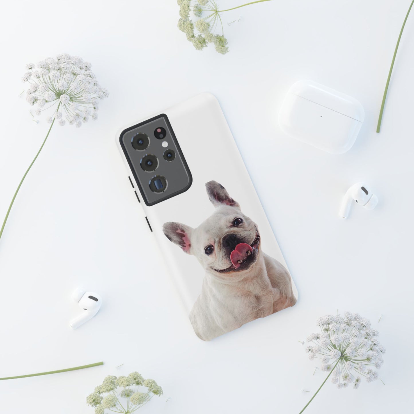 Adorable French Bulldog Protective Phone Case – Dual Layer, Wireless Charging Support | iPhone, Samsung, Google