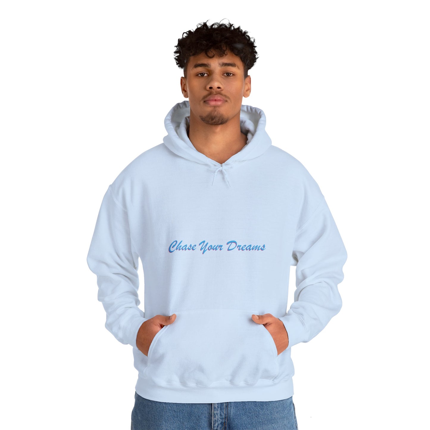 Cocker Spaniel 'Chase Your Dreams' Unisex Light Blue Heavy Blend™ Hooded Sweatshirt – Cozy & Motivational