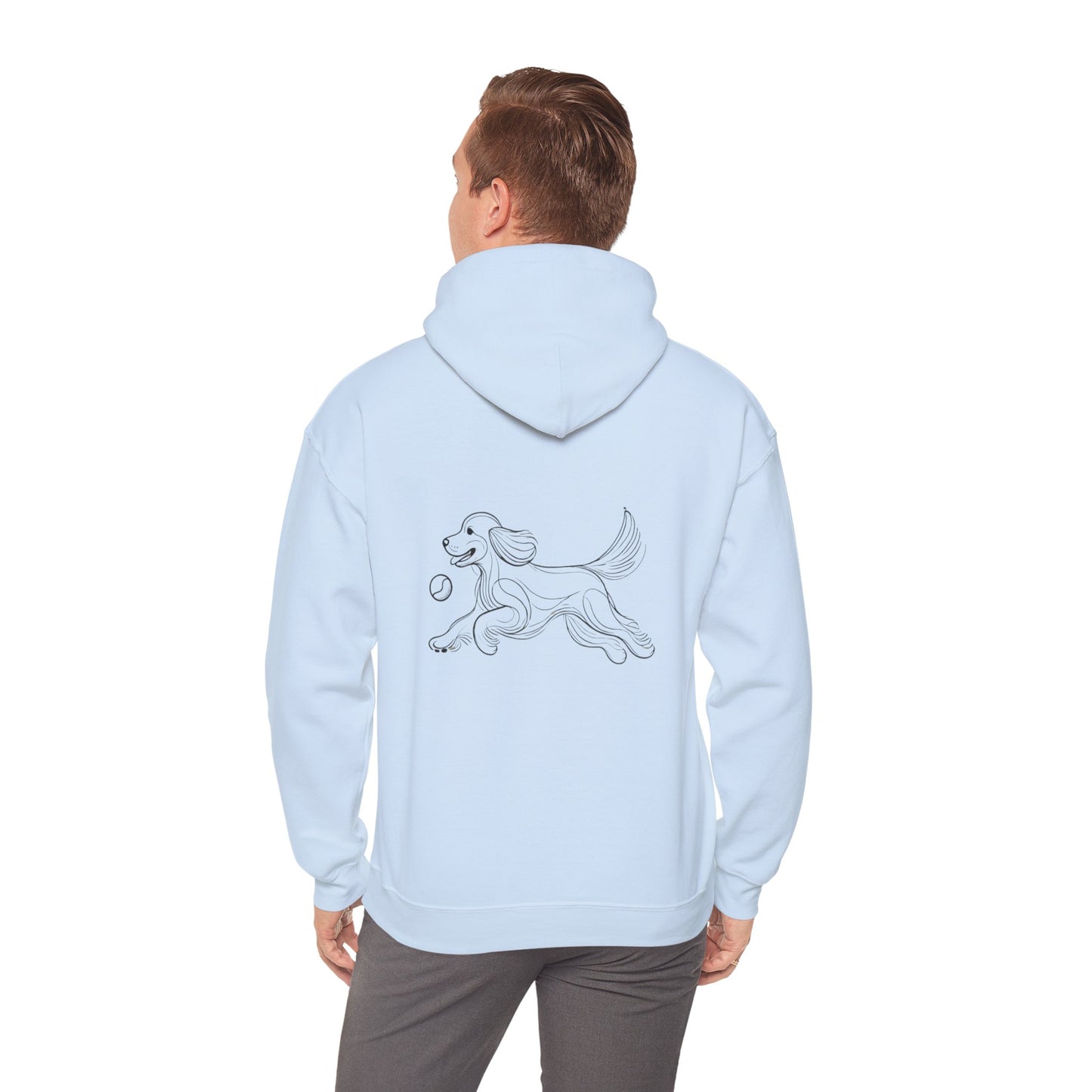 Cocker Spaniel 'Chase Your Dreams' Unisex Light Blue Heavy Blend™ Hooded Sweatshirt – Cozy & Motivational