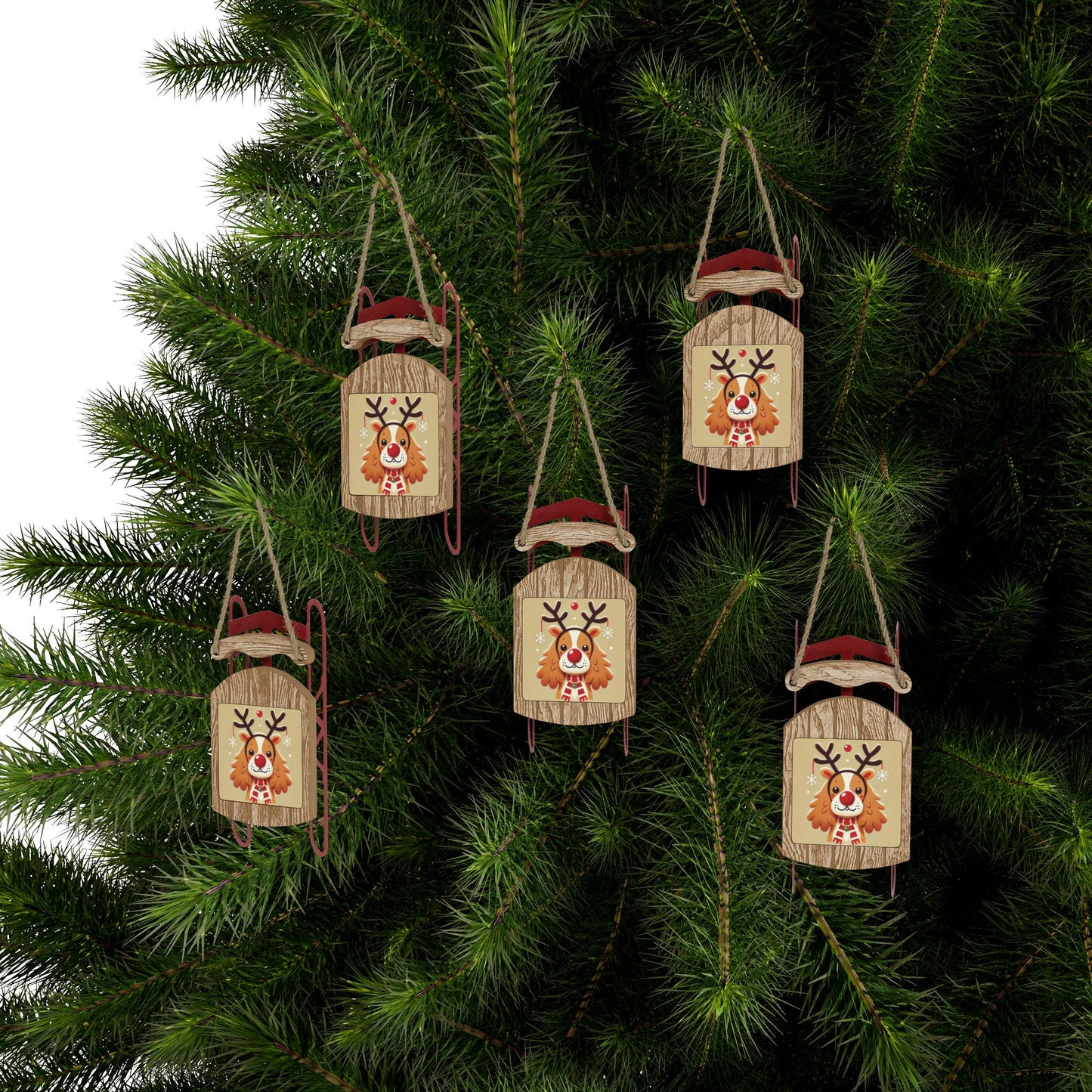 Cocker Spaniel Reindeer Sled Ornament – Festive Dog-Themed Christmas Decor