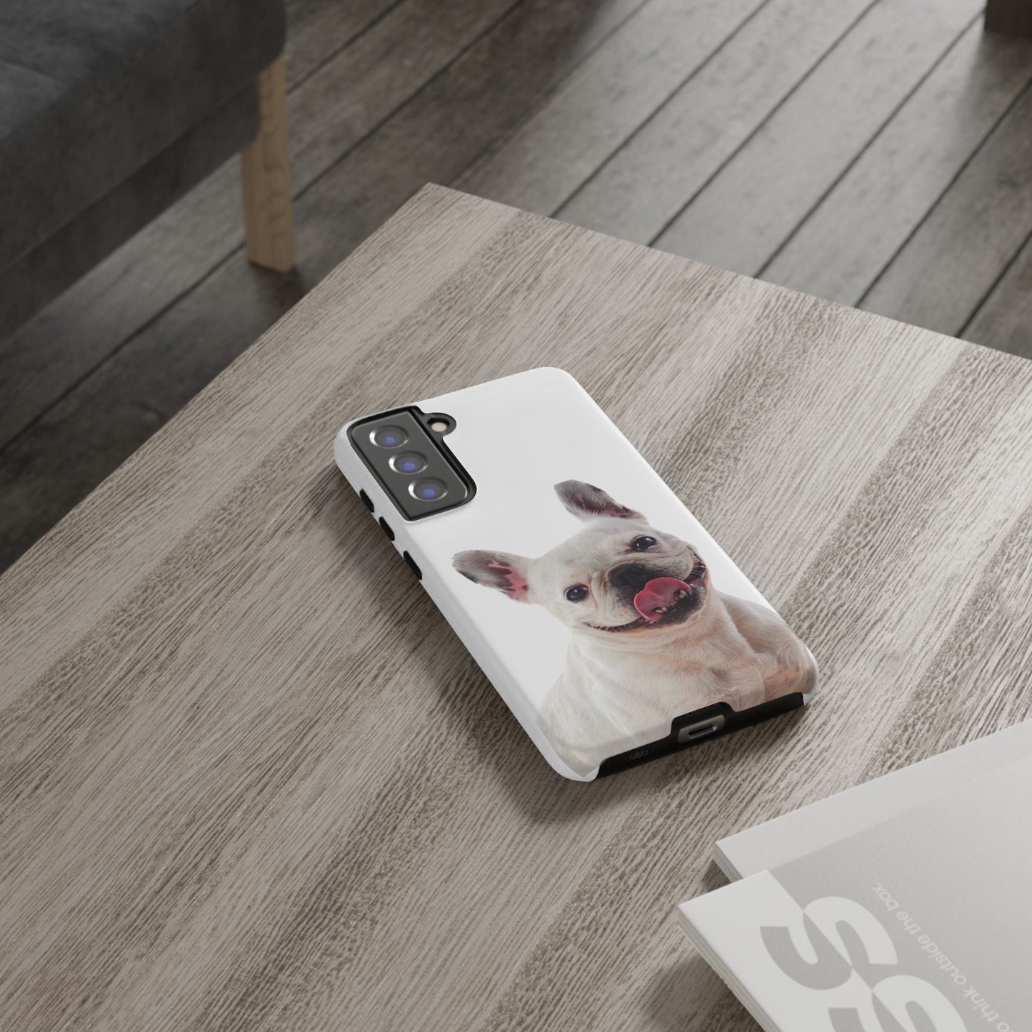 Adorable French Bulldog Protective Phone Case – Dual Layer, Wireless Charging Support | iPhone, Samsung, Google