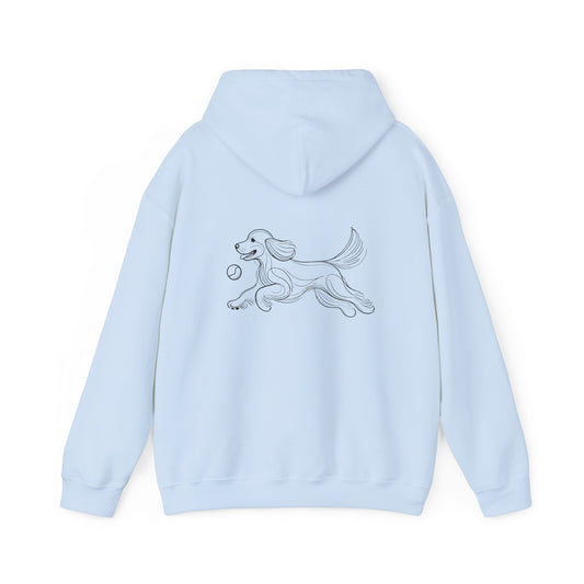 Cocker Spaniel 'Chase Your Dreams' Unisex Light Blue Heavy Blend™ Hooded Sweatshirt – Cozy & Motivational