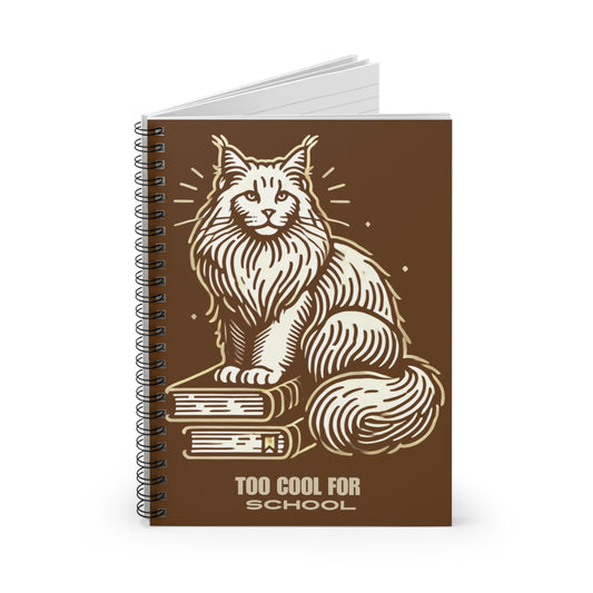 Maine Coon 'Too Cool for School' Spiral Notebook Ruled Line – Stylish & Practical for Everyday Use