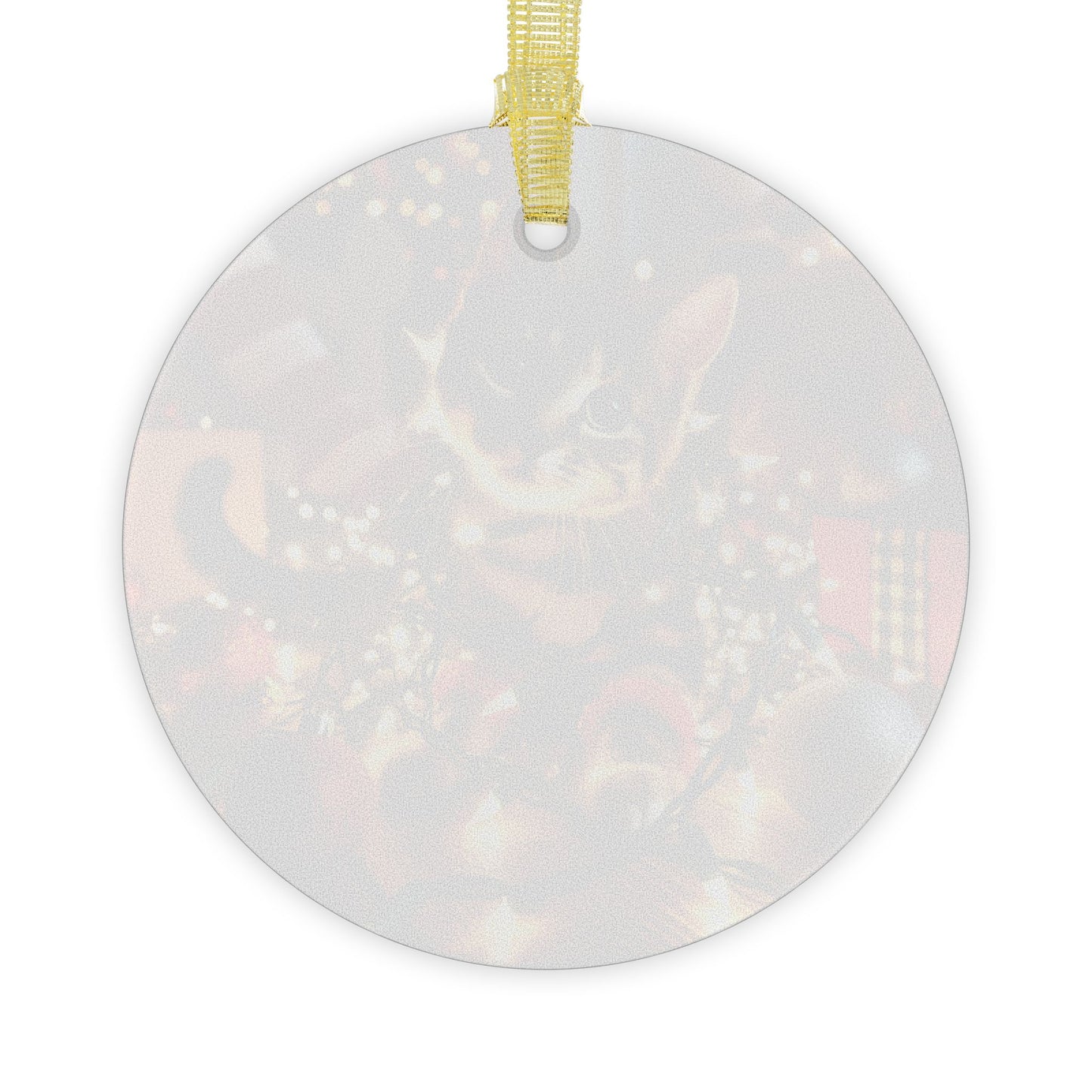 Tabby Cat 'Tangled in Holiday Lights' Glass Ornament – Custom Whimsical Christmas Decor