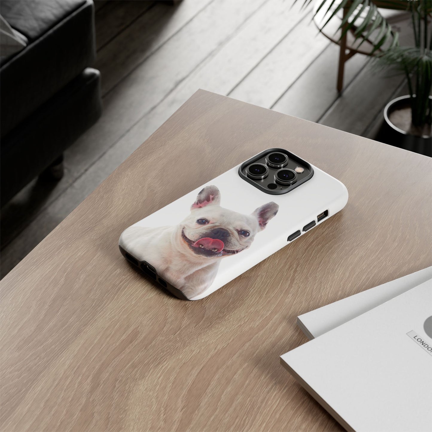 Adorable French Bulldog Protective Phone Case – Dual Layer, Wireless Charging Support | iPhone, Samsung, Google