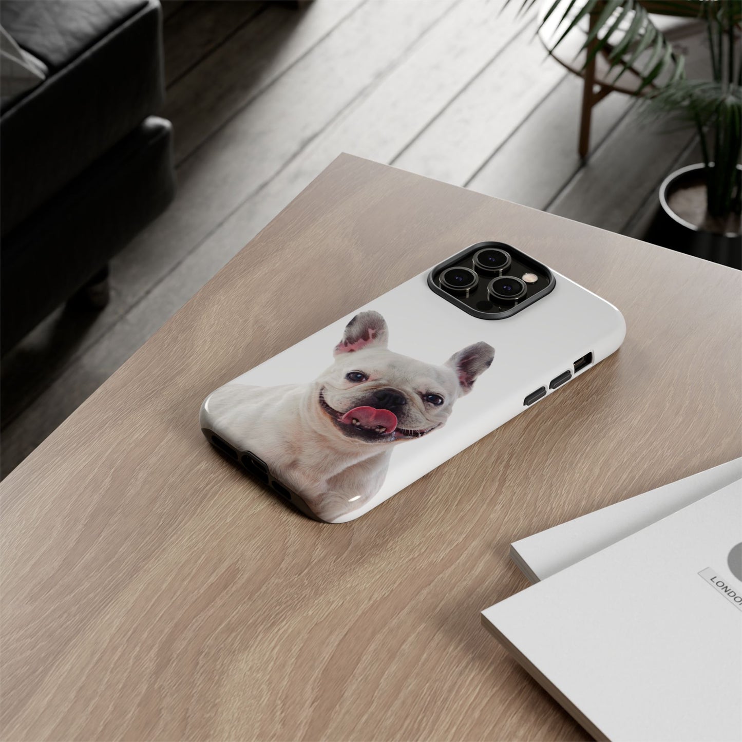 Adorable French Bulldog Protective Phone Case – Dual Layer, Wireless Charging Support | iPhone, Samsung, Google