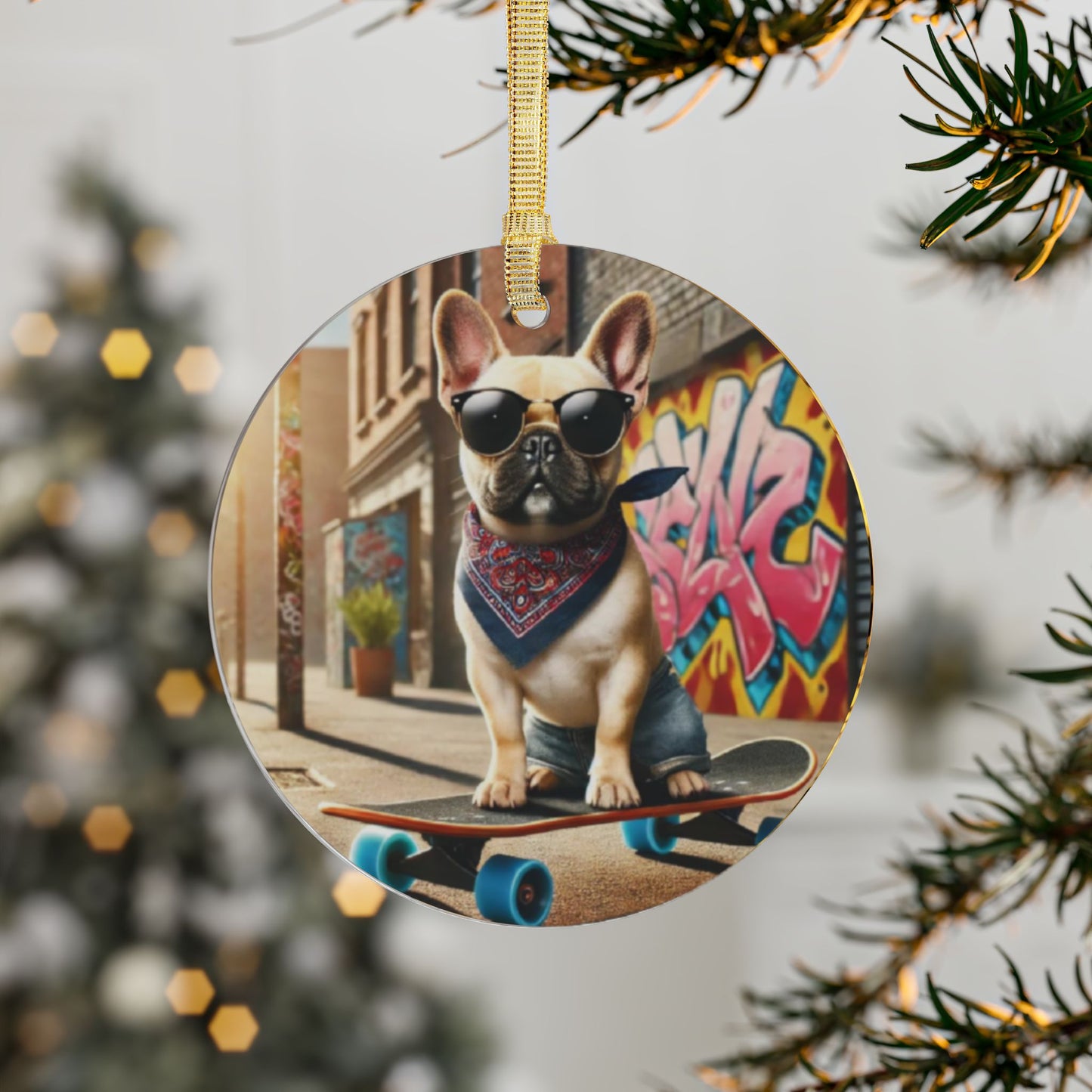 Ornament French Bulldog Skateboard