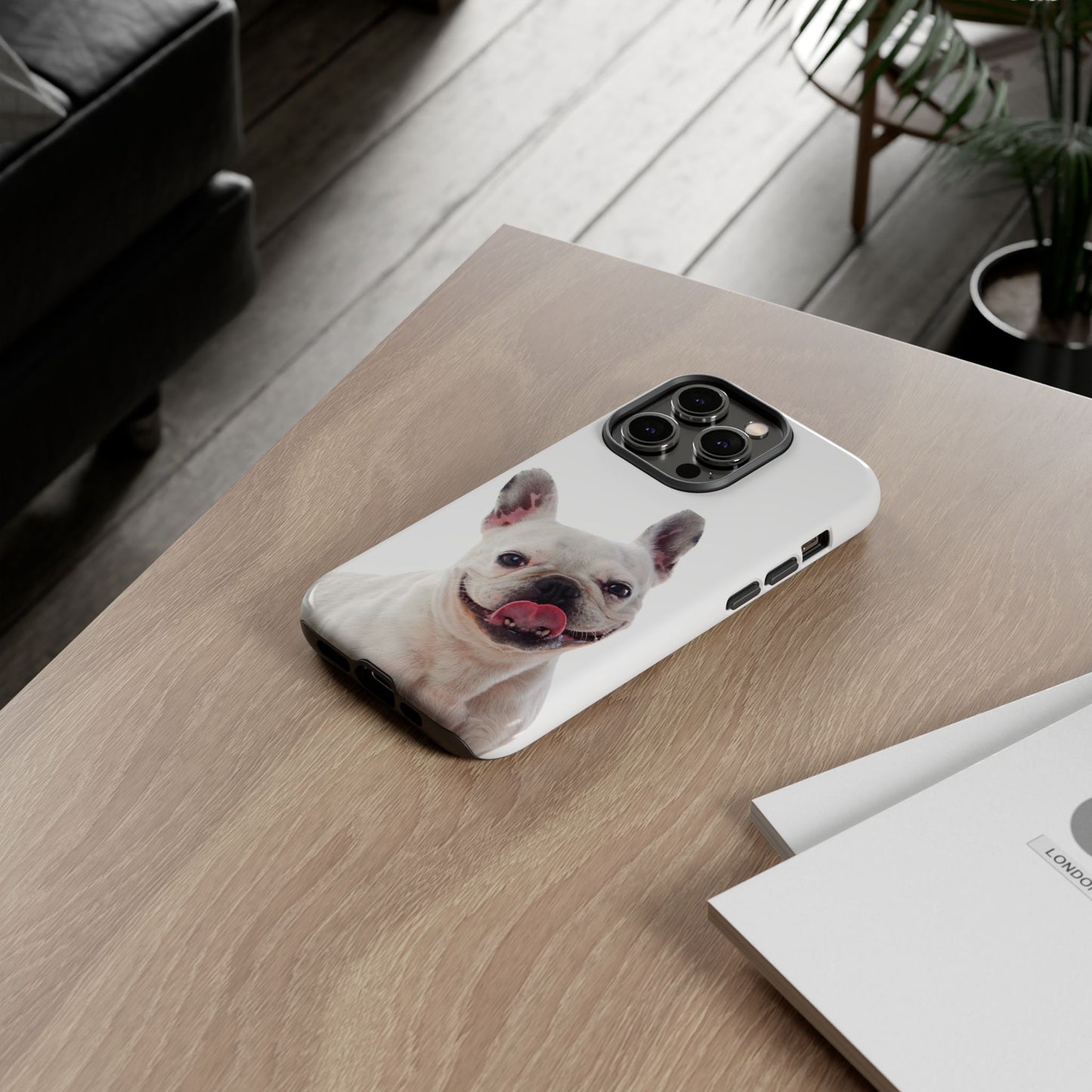 Adorable French Bulldog Protective Phone Case – Dual Layer, Wireless Charging Support | iPhone, Samsung, Google