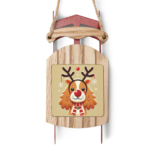 Cocker Spaniel Reindeer Sled Ornament – Festive Dog-Themed Christmas Decor