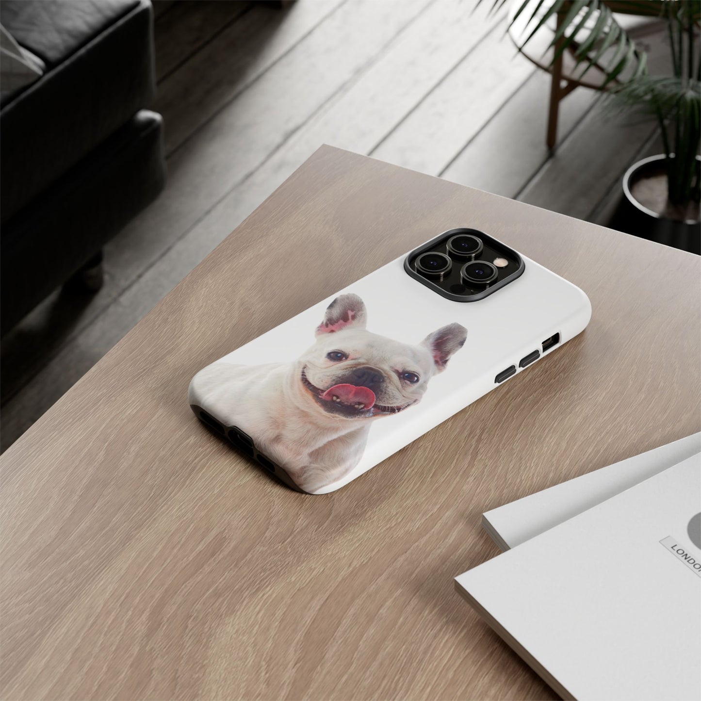 Adorable French Bulldog Protective Phone Case – Dual Layer, Wireless Charging Support | iPhone, Samsung, Google