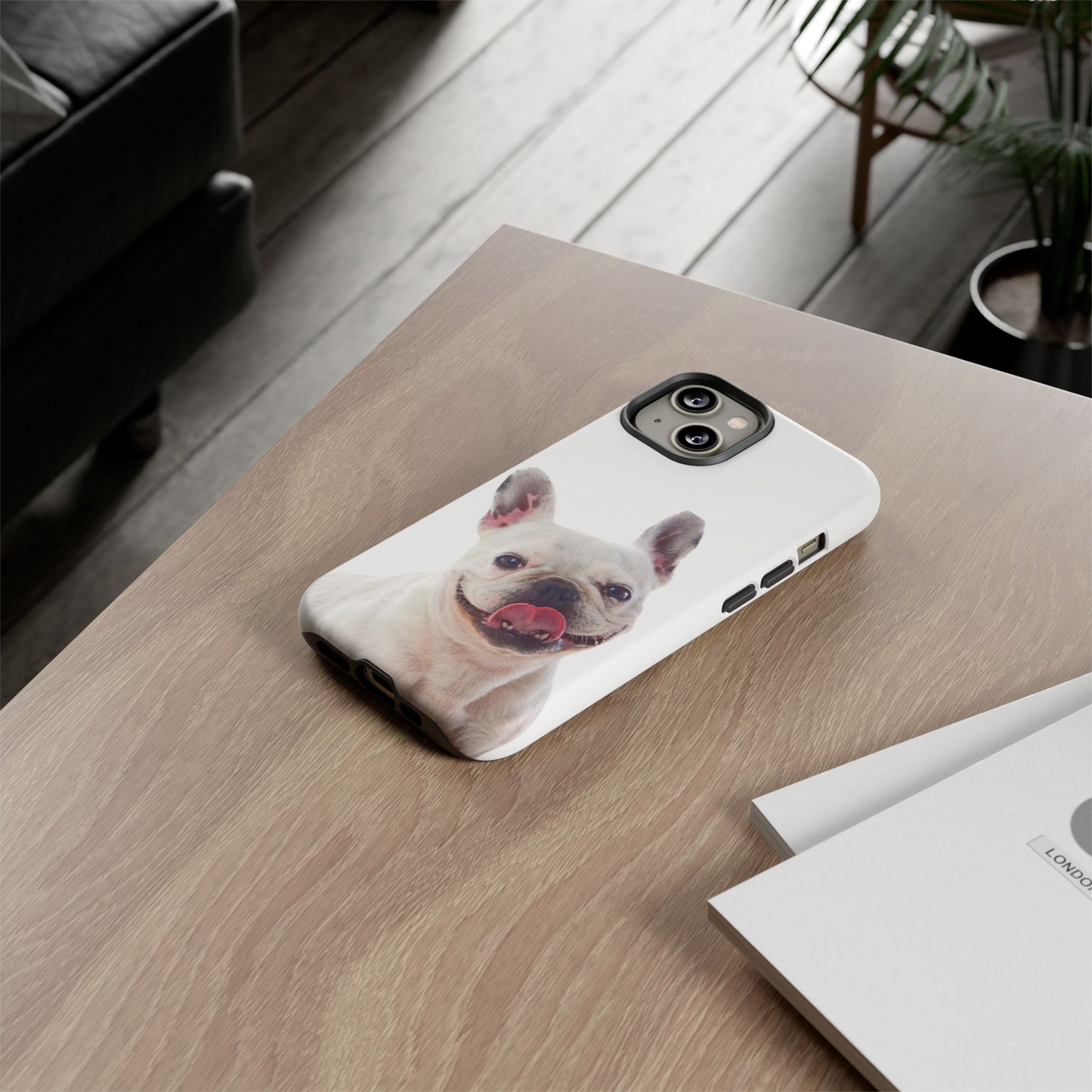 Adorable French Bulldog Protective Phone Case – Dual Layer, Wireless Charging Support | iPhone, Samsung, Google