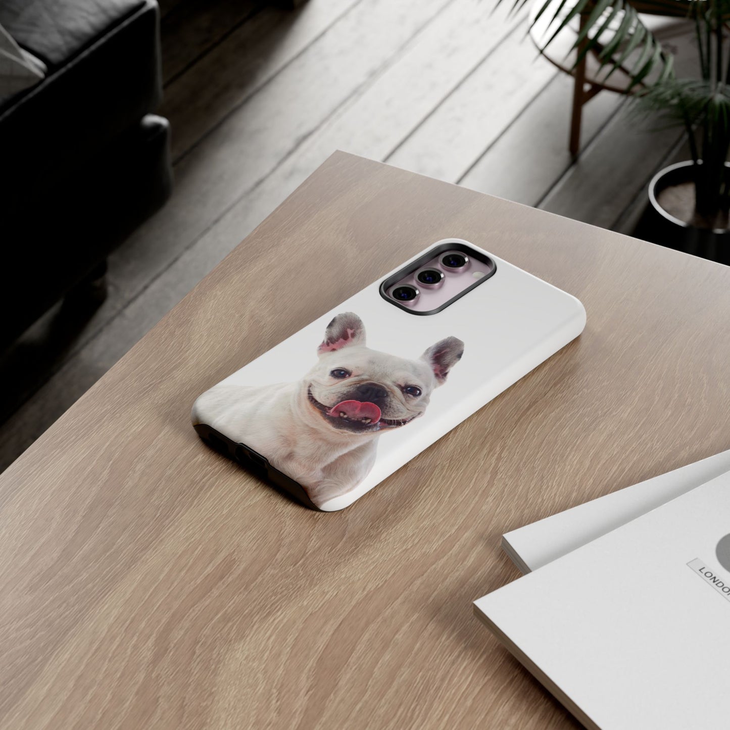 Adorable French Bulldog Protective Phone Case – Dual Layer, Wireless Charging Support | iPhone, Samsung, Google