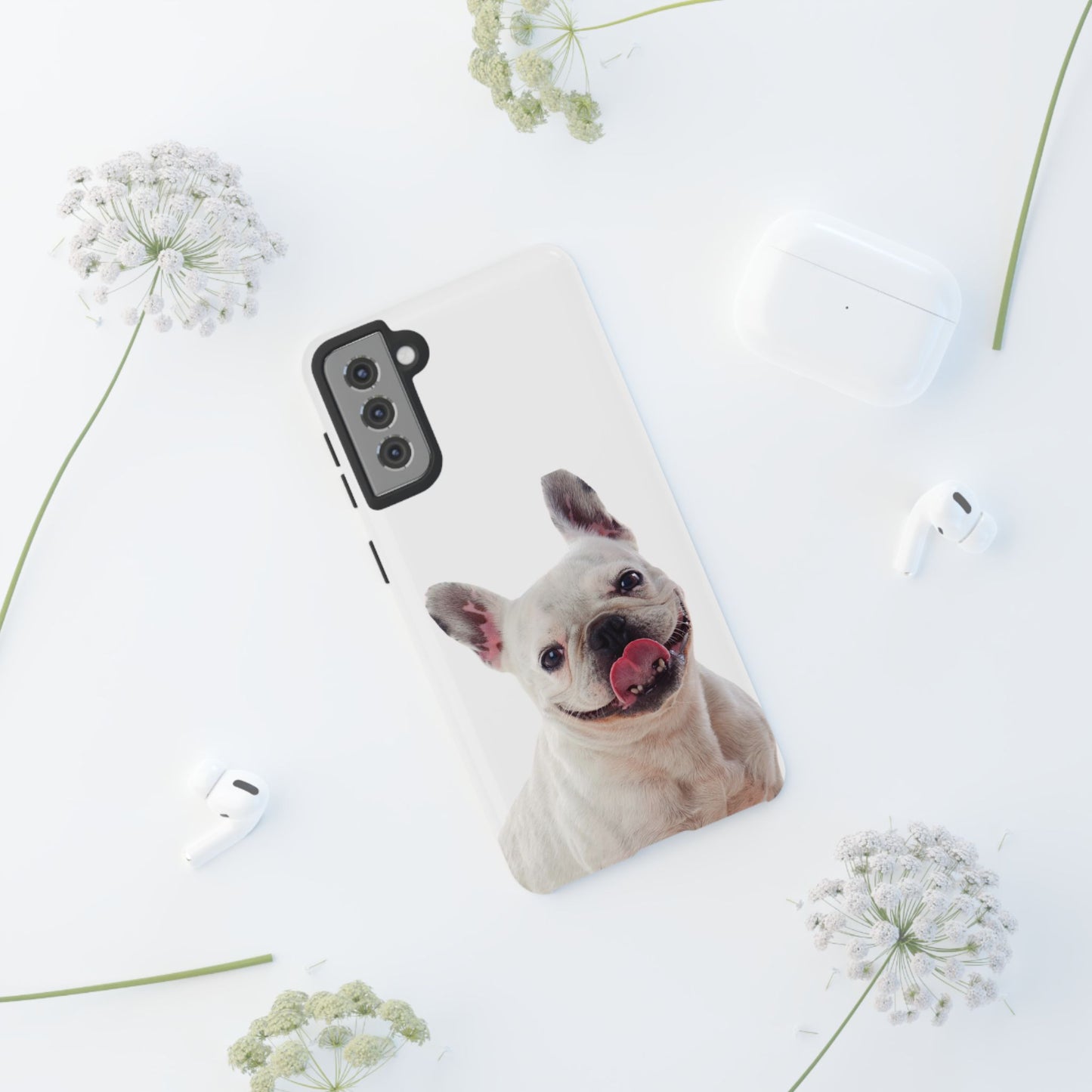 Adorable French Bulldog Protective Phone Case – Dual Layer, Wireless Charging Support | iPhone, Samsung, Google