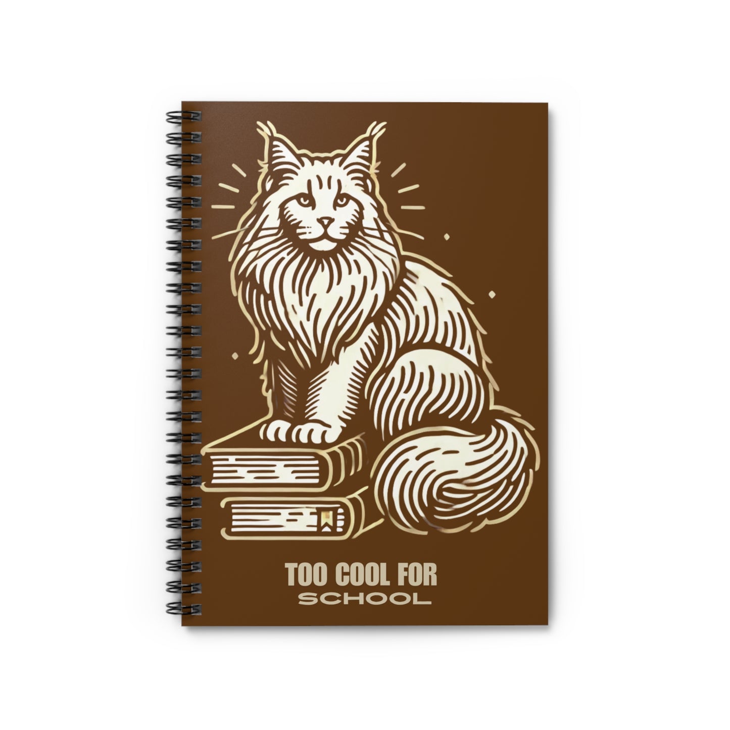 Maine Coon 'Too Cool for School' Spiral Notebook Ruled Line – Stylish & Practical for Everyday Use