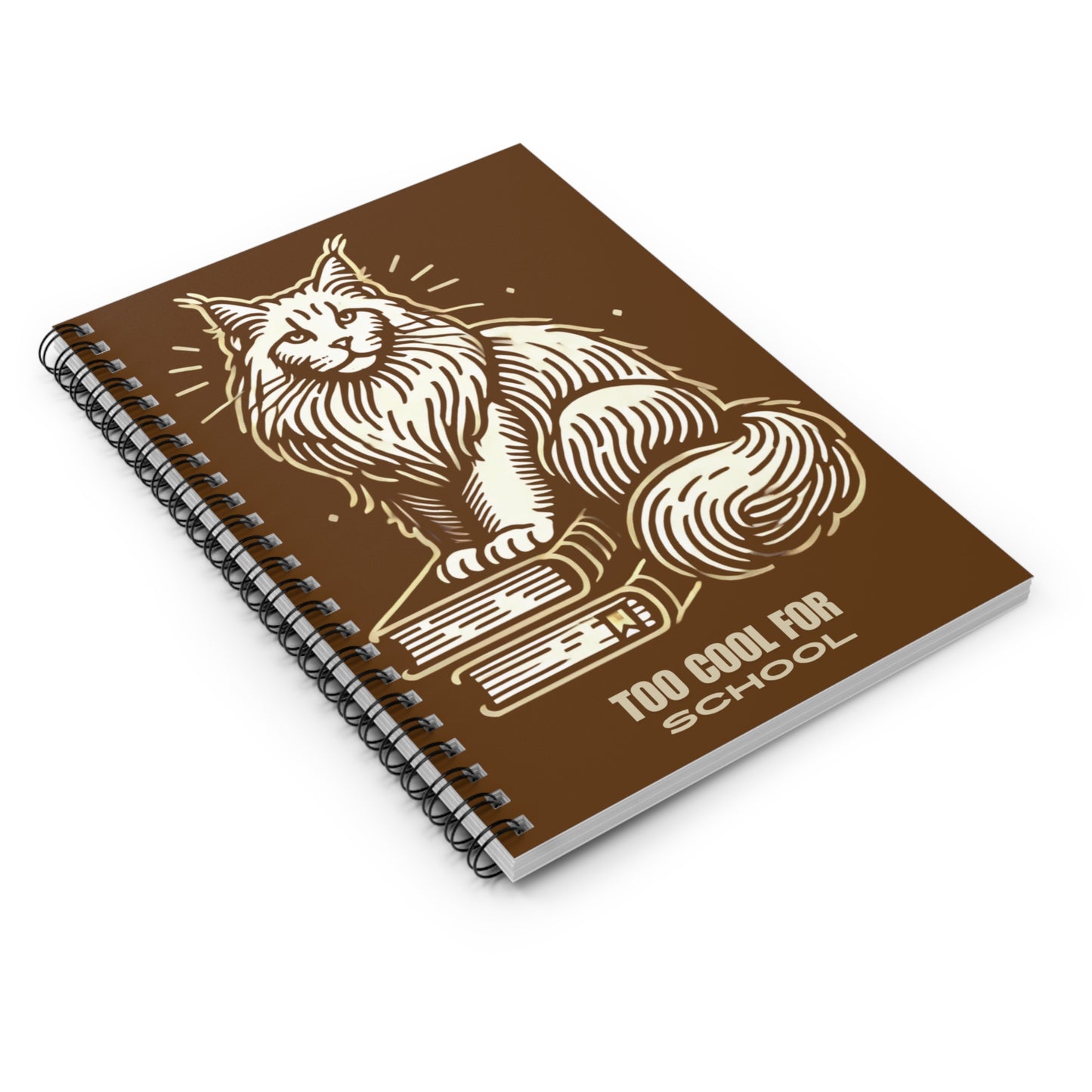 Maine Coon 'Too Cool for School' Spiral Notebook Ruled Line – Stylish & Practical for Everyday Use